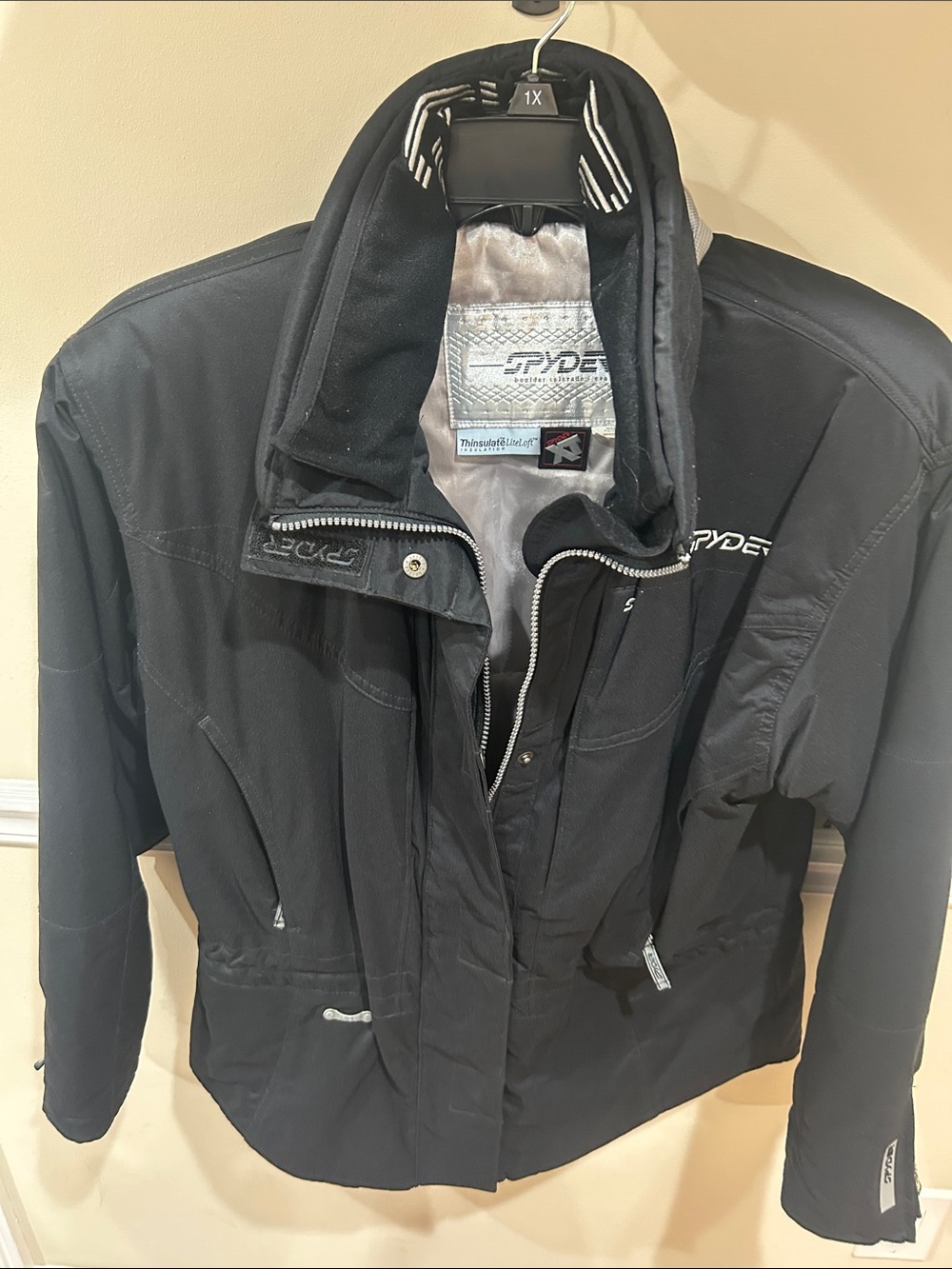 Spyder Women's Black Ski Jacket with Zip and Collar Detail